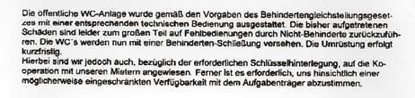 Die Konzernbevollmächtigte erklärt in einem Brief, woran das liegt mit den kaputten Klotüren.