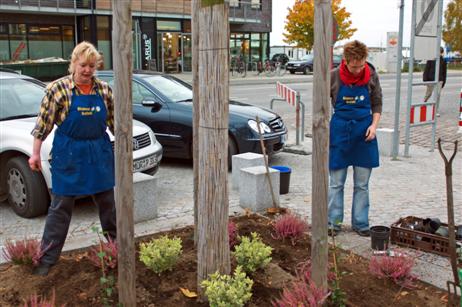 Die Sponsorinnen der Pflanzen bei der Arbeit.