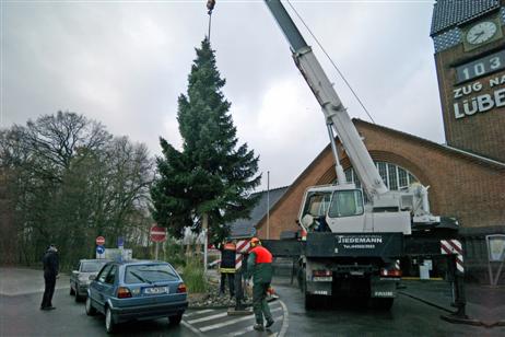 Der Baum wird abgesenkt und hat damit sein Ziel erreicht. Kurz darauf sorgt der Kurbetrieb für das Anbringen der Lichter. Wie schön er bei Nacht leuchtet, soll in einem besonderen Beitrag von Travemünde Aktuell zusammen mit anderen großen Weihnachtsbäumen aus Travemünde in einen gesonderten Beitrag gezeigt werden.
