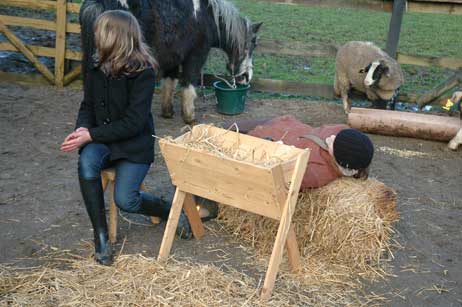 Maria und Josef haben einen Stall zum Übernachten gefunden. Sieht nicht eben bequem aus, aber warm und trocken. Foto: RD 