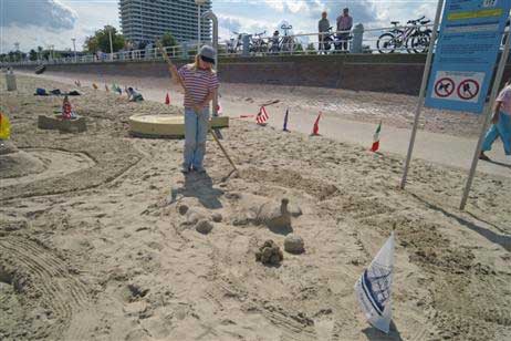 Mit schwerem Gerät wurden die Meerestiere aus Sand geschaffen. Foto: KARL ERHARD VÖGELE