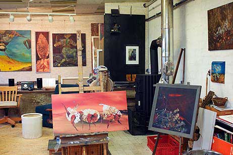 Blick in das Atelier der Künstlerin.