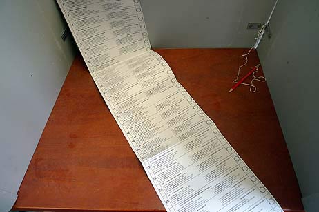 Ziemlich lang war er, der Wahlzettel zur Europawahl. Foto: KARL ERHARD VÖGELE 
