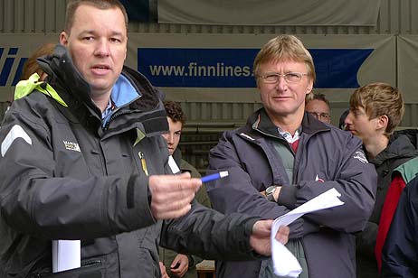 Wettfahrtleiter Jens Kath und Peer Axel Rahn begrüßten die Teilnehmer. Alle Fotos: KARL ERHARD VÖGELE
