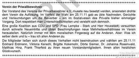 Auszug aus dem Newsletter der BiP vom 28.11.2011